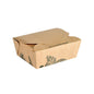 Το Alga Box 1200ml 120x110x62mm, καφέ | Κουτί από την Duni GmbH είναι ένα κλειστό καφέ κουτί με μαύρες βοτανικές εικονογραφήσεις και "Γεια! Είμαι καλυμμένο με φύκια!" στο πάνω καπάκι - μια φιλική προς το περιβάλλον συσκευασία για τρόφιμα για να τα πάρετε μαζί σας.