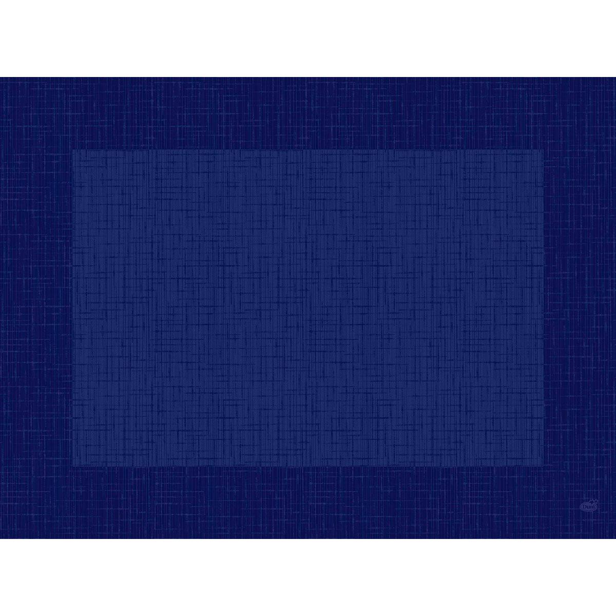 Μια ορθογώνια εικόνα, εμπνευσμένη από τα σετ Bio-Dunicel 30x40 Linnea dunkelblau της Duni GmbH. Εμφανίζεται με διασταυρούμενες μπλε γραμμές, με σκούρο μπλε περίγραμμα και ένα πιο ανοιχτό κέντρο, που αντικατοπτρίζει την κορνιζαρισμένη εμφάνιση και το βιώσιμο υλικό των σουπλά. Συσκευασία: 100 τεμάχια.