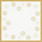 Η βιολογική μεσαία πετσέτα Dunicel 84x84cm Sparkly white από την Duni GmbH έχει ένα τετράγωνο λευκό υπόβαθρο με μια δομημένη χρυσή άκρη και μοτίβα αστεριών στις άκρες καθώς και κυματιστές γραμμές στο κέντρο - ιδανική για μια φιλική προς το περιβάλλον διακόσμηση τραπεζιού. Συσκευασία (20 τεμάχια).