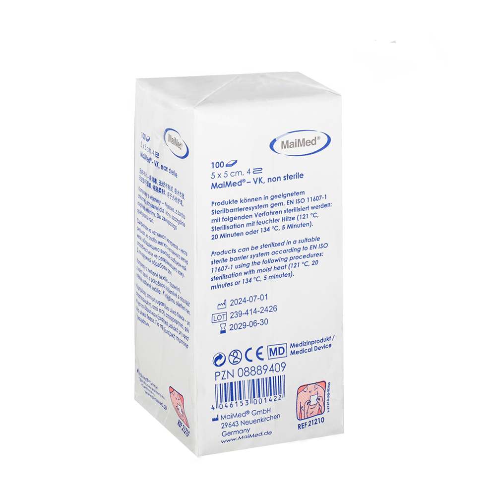 Μη αποστειρωμένες κομπρέσες φλις MaiMed-VK 100 τεμαχίων/χάρτινη σακούλα