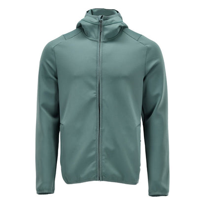 Πουλόβερ φλις, κουκούλα, μπουφάν microfleece με φερμουάρ, ανοιχτό πράσινο του δάσους