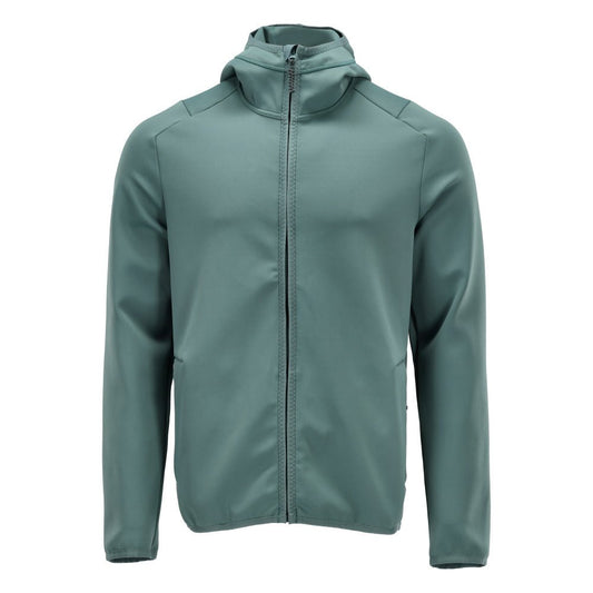 Πουλόβερ φλις, κουκούλα, μπουφάν microfleece με φερμουάρ, ανοιχτό πράσινο του δάσους