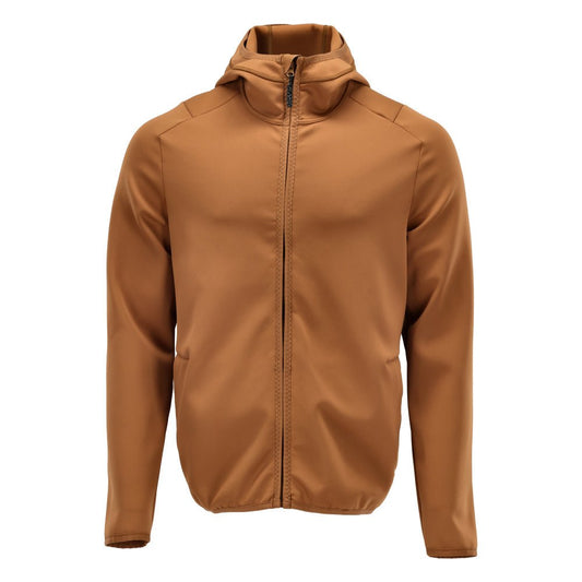 Πουλόβερ φλις, κουκούλα, μπουφάν microfleece με φερμουάρ, καφέ καρύδι