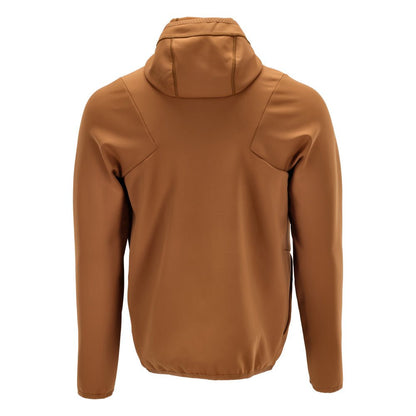 Πουλόβερ φλις, κουκούλα, μπουφάν microfleece με φερμουάρ, καφέ καρύδι