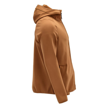 Πουλόβερ φλις, κουκούλα, μπουφάν microfleece με φερμουάρ, καφέ καρύδι