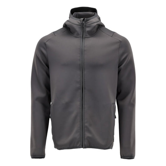 Πουλόβερ φλις, κουκούλα, μπουφάν microfleece με φερμουάρ, γκρι ανθρακί