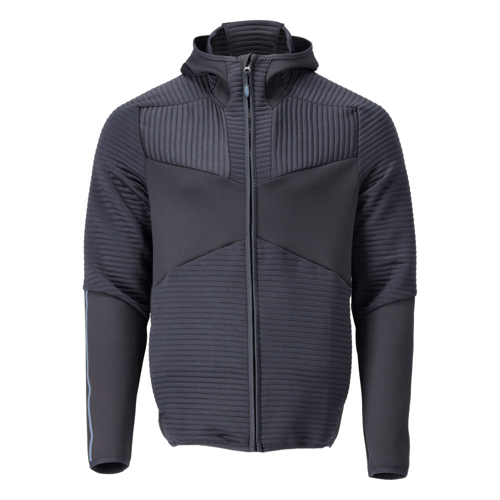 Πουλόβερ φλις, κουκούλα, μπουφάν microfleece με φερμουάρ, μαύρο-μπλε