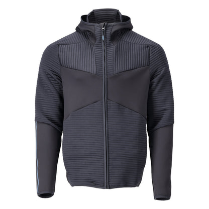 Πουλόβερ φλις, κουκούλα, μπουφάν microfleece με φερμουάρ, μαύρο-μπλε