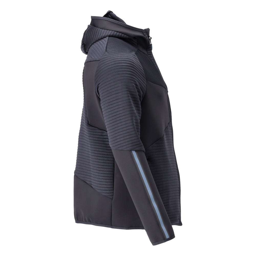 Πουλόβερ φλις, κουκούλα, μπουφάν microfleece με φερμουάρ, μαύρο-μπλε