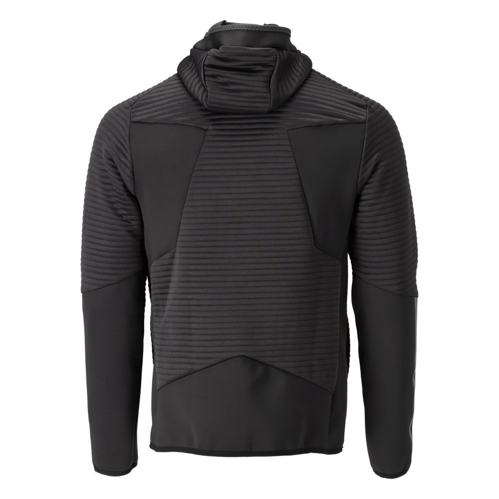Πουλόβερ φλις, κουκούλα, μπουφάν microfleece με φερμουάρ, μαύρο