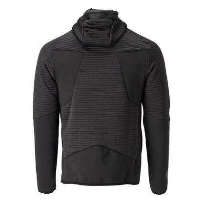 Πουλόβερ φλις, κουκούλα, μπουφάν microfleece με φερμουάρ, μαύρο