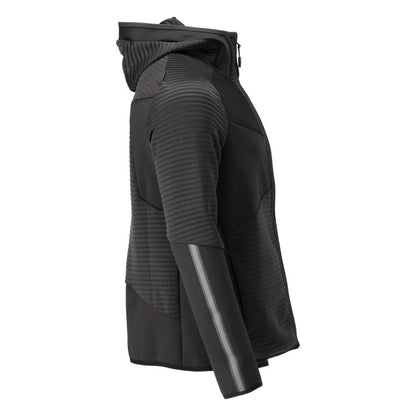 Πουλόβερ φλις, κουκούλα, μπουφάν microfleece με φερμουάρ, μαύρο