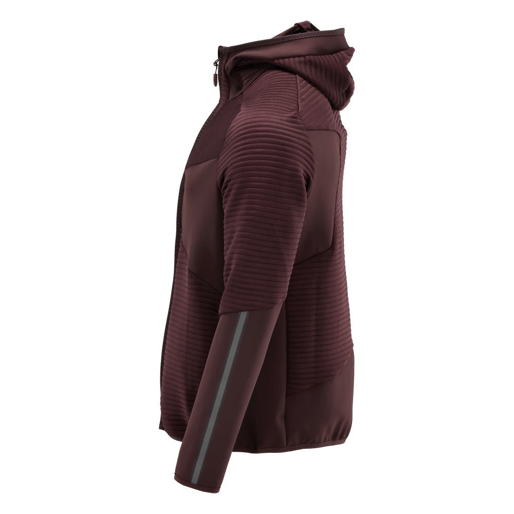 Πουλόβερ φλις, κουκούλα, μπουφάν microfleece με φερμουάρ, μπορντό