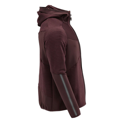 Πουλόβερ φλις, κουκούλα, μπουφάν microfleece με φερμουάρ, μπορντό