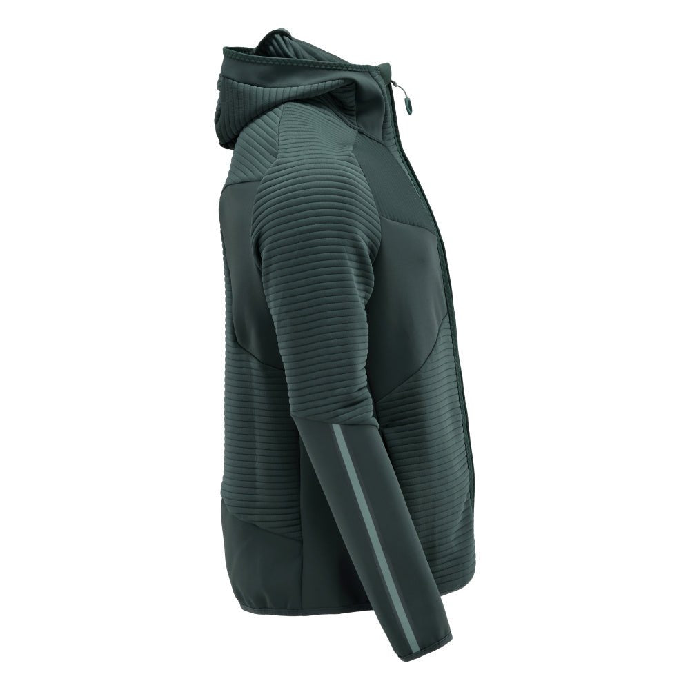 Πουλόβερ φλις, κουκούλα, μπουφάν microfleece με φερμουάρ, πράσινο του δάσους