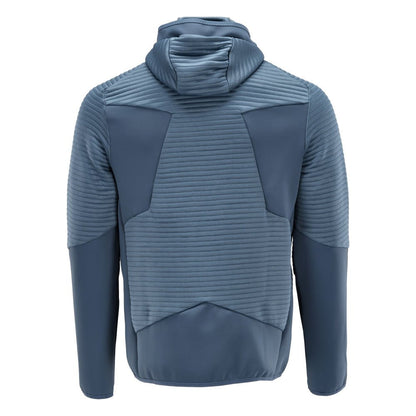 Πουλόβερ φλις, κουκούλα, μπουφάν microfleece με φερμουάρ, πέτρινο μπλε