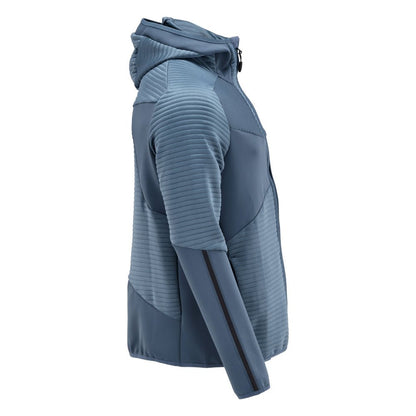 Πουλόβερ φλις, κουκούλα, μπουφάν microfleece με φερμουάρ, πέτρινο μπλε