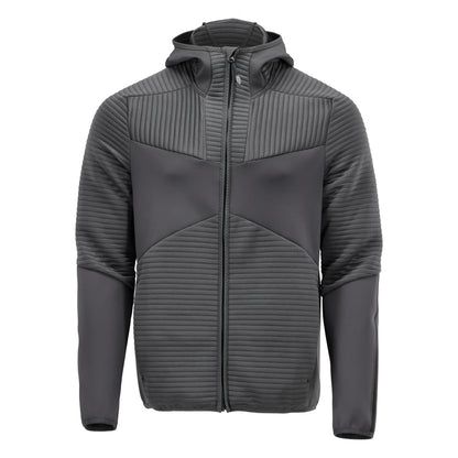 Πουλόβερ φλις, κουκούλα, μπουφάν microfleece με φερμουάρ, γκρι ανθρακί