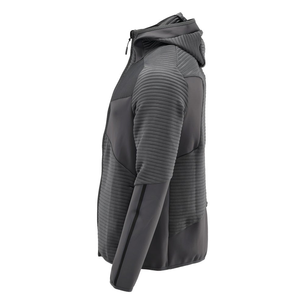 Πουλόβερ φλις, κουκούλα, μπουφάν microfleece με φερμουάρ, γκρι ανθρακί