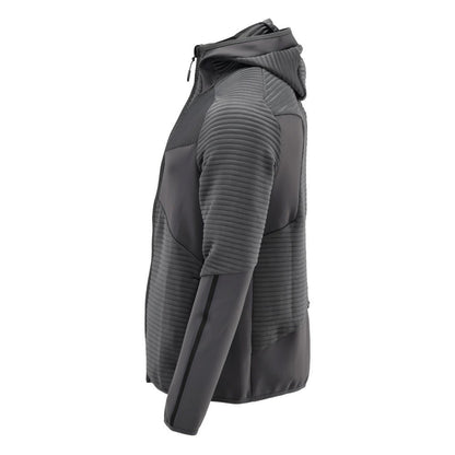 Πουλόβερ φλις, κουκούλα, μπουφάν microfleece με φερμουάρ, γκρι ανθρακί