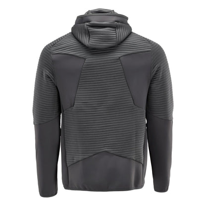 Πουλόβερ φλις, κουκούλα, μπουφάν microfleece με φερμουάρ, γκρι ανθρακί
