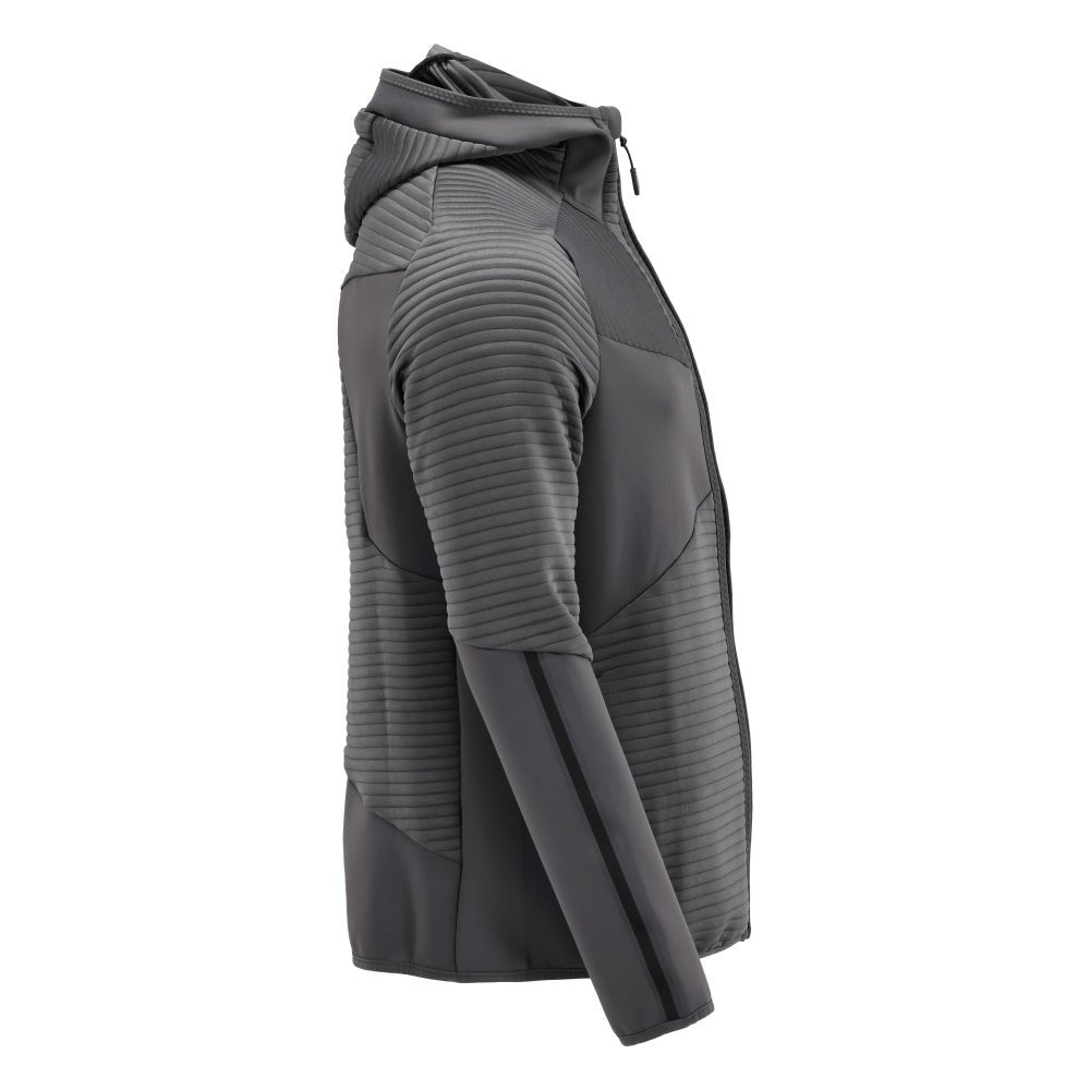 Πουλόβερ φλις, κουκούλα, μπουφάν microfleece με φερμουάρ, γκρι ανθρακί