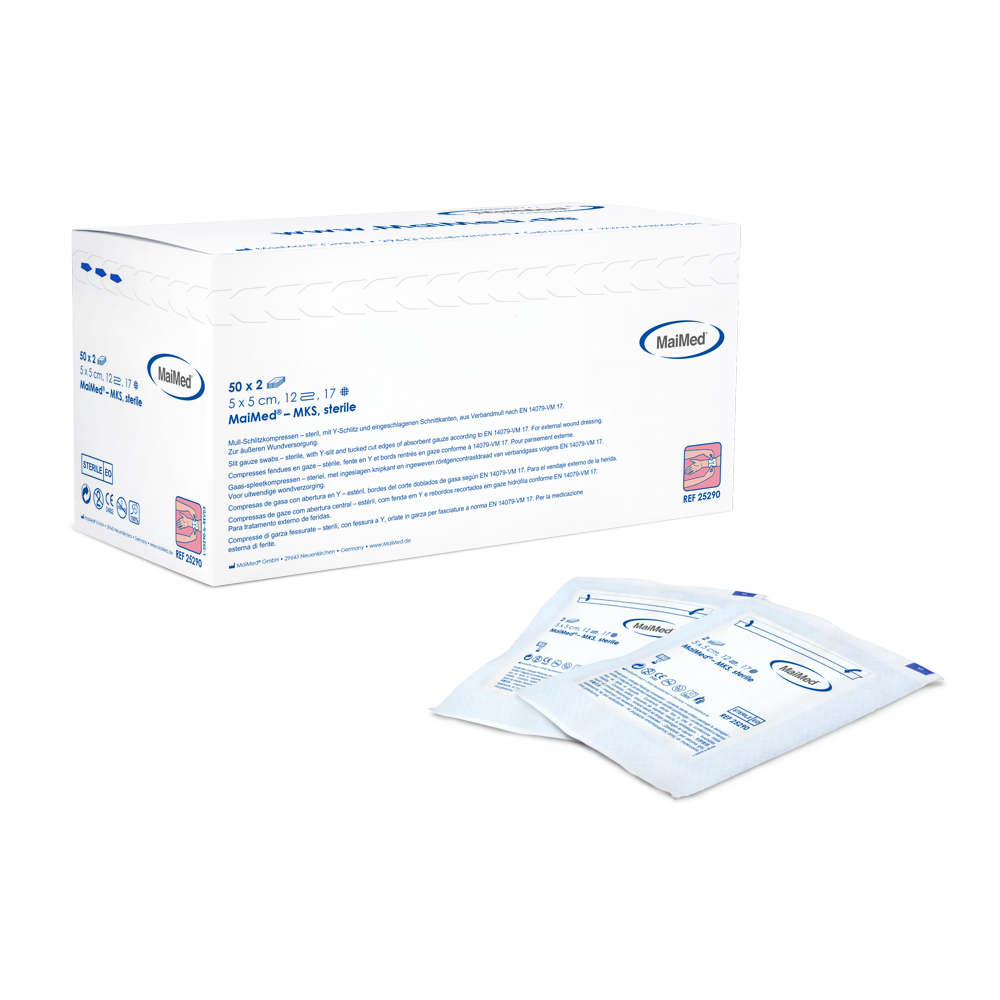 MaiMed-MKS-αποστειρωμένες κομπρέσες με σχισμή γάζας