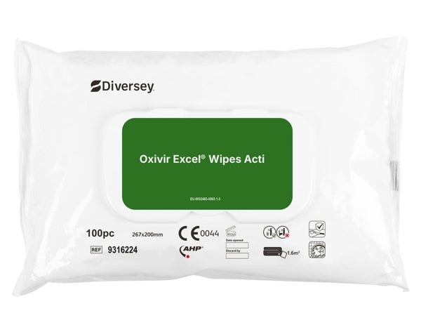 Απολυμαντικά μαντηλάκια Oxivir® Excel Wipe Acti με ευρύ φάσμα δράσης | Συσκευασία (100 μαντηλάκια)