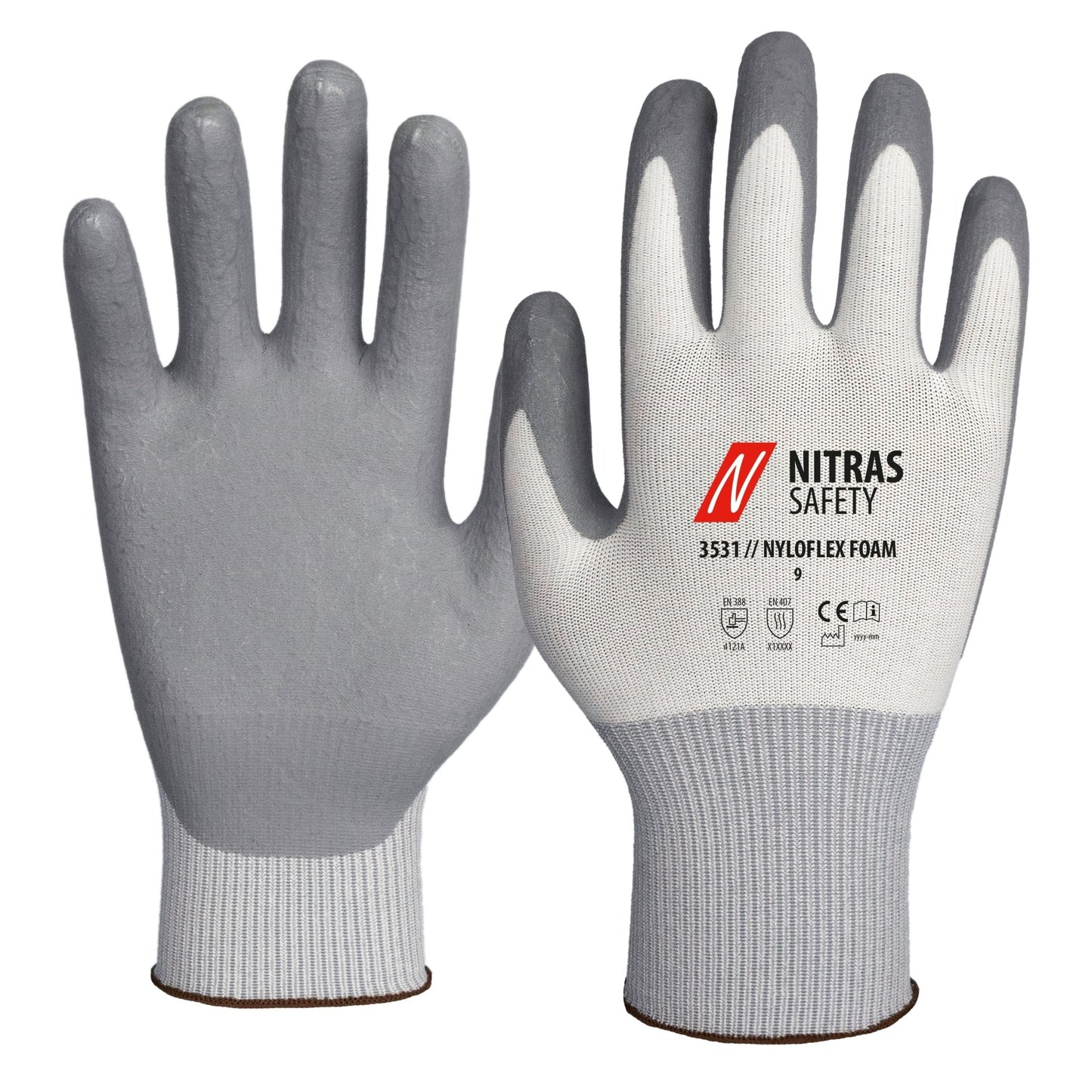 NITRAS NYLOFLEX FOAM, γάντια συναρμολόγησης, λευκό / γκρι