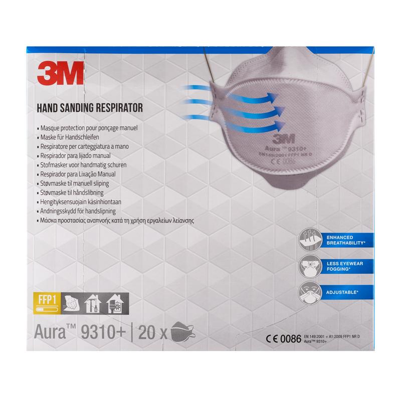 3M™ Aura™ Comfort Particulate Mask 9310+, FFP1, χωρίς βαλβίδα, συσκευασία των 20 | Συσκευασία (20 τεμάχια)