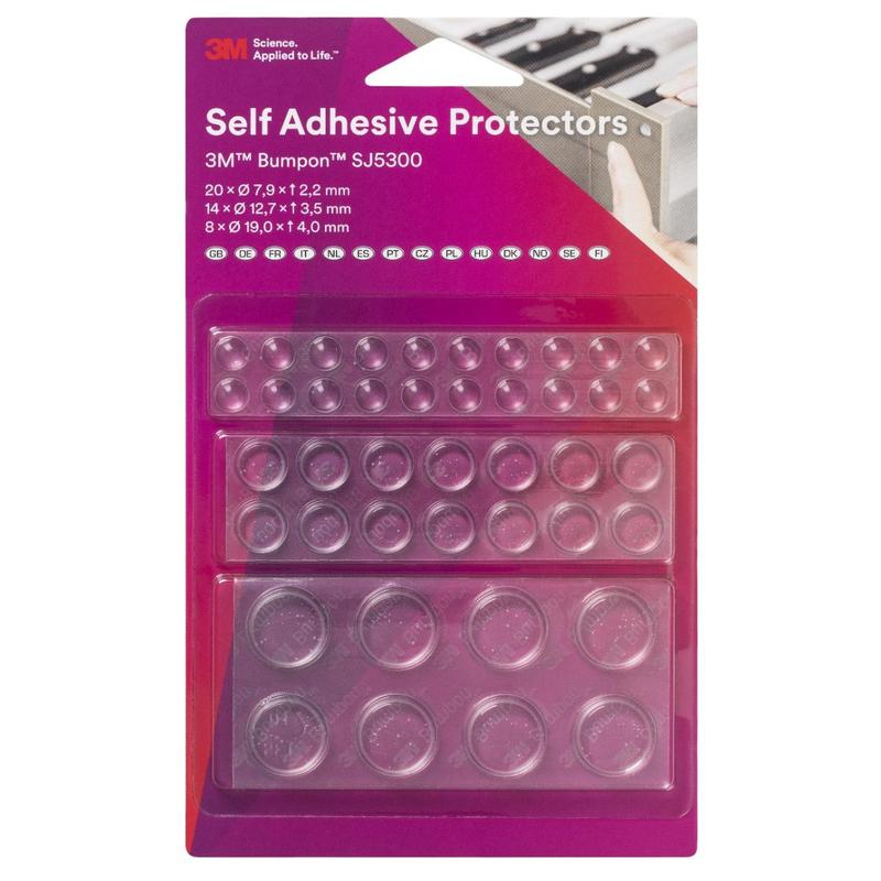 3M™ Bumpon™ SJ5300BL ελαστική μίνι συσκευασία buffer (20x SJ5302, 14x SJ5312, 8x SJ5344), διαφανές | Συσκευασία (1 σετ)