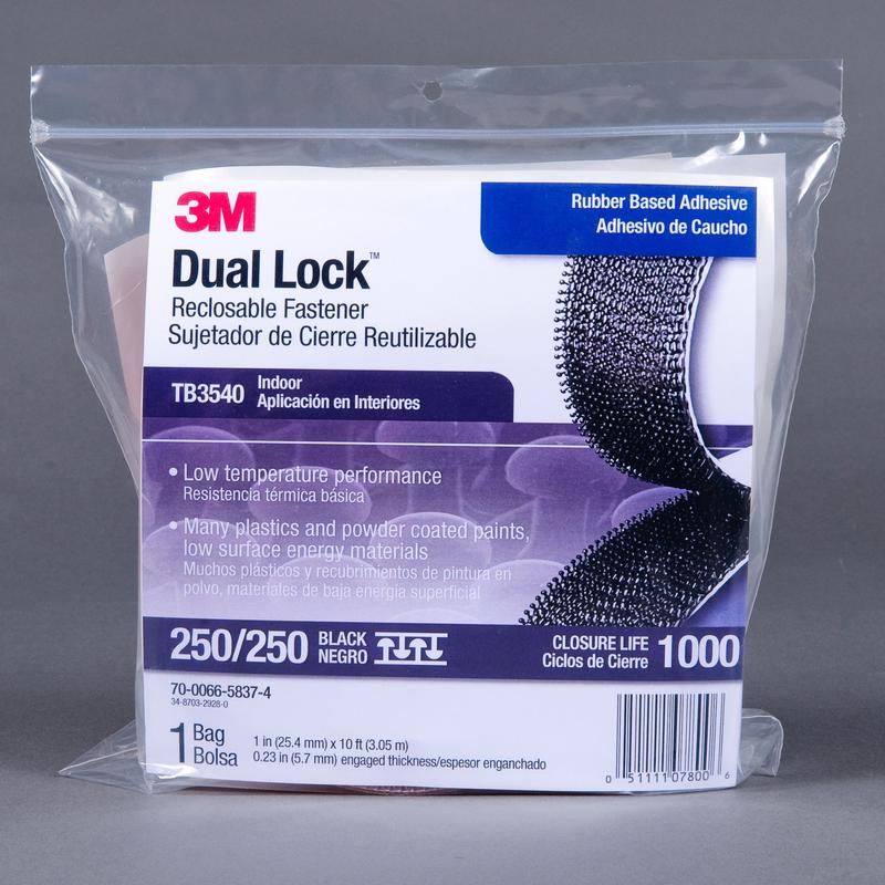 3M™ Dual Lock™ TB3540, Μαύρο, 25 mm x 3 m, 5,7 mm, 40 κεφαλές/cm2, Εσωτερικός χώρος | Τσάντα (1 τεμάχιο)