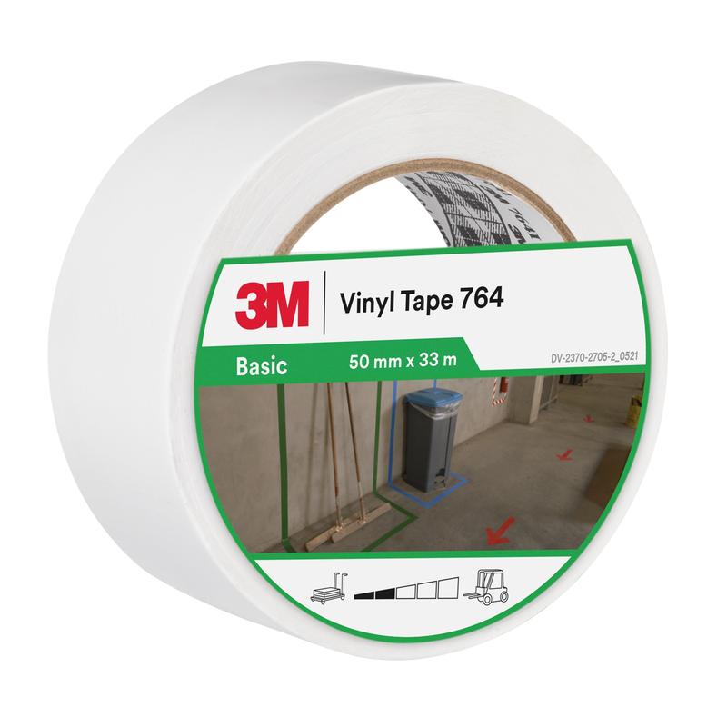 3M™ Ταινία PVC Γενικής Χρήσης 764, Λευκή, 50mm x 33m, 0,13mm, Μεμονωμένα τυλιγμένα | Συσκευασία (1 ρολό)
