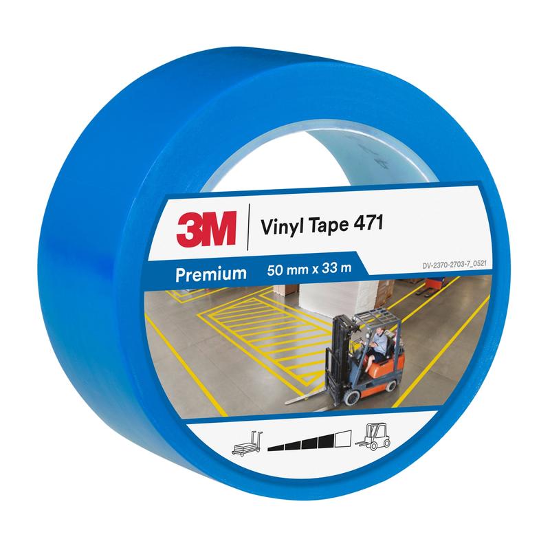 3M™ Soft PVC Tape 471, Blue, 50mm x 33m, 0,14mm, Individual Packed | Συσκευασία (1 ρολό)