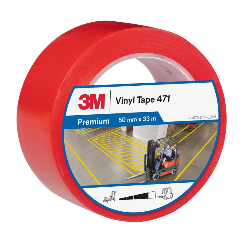 3M™ Soft PVC Tape 471, Red, 50mm x 33m, 0,14mm, Individual Packed | Συσκευασία (1 ρολό)