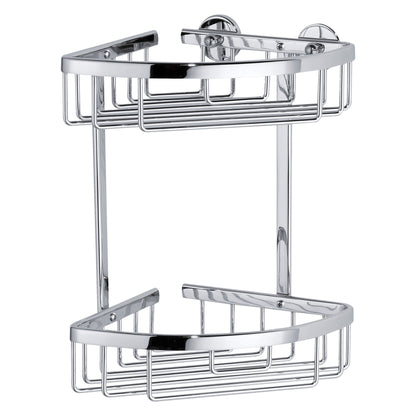 tesa ALUXX Duschablage Ecke, zweistöckig, Aluminium, verchromt, Klebelösung