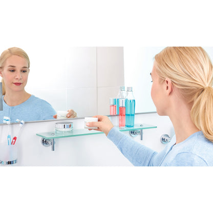 tesa Luup Glasablage, verchromt, inkl. Klebelösung – Anwendung