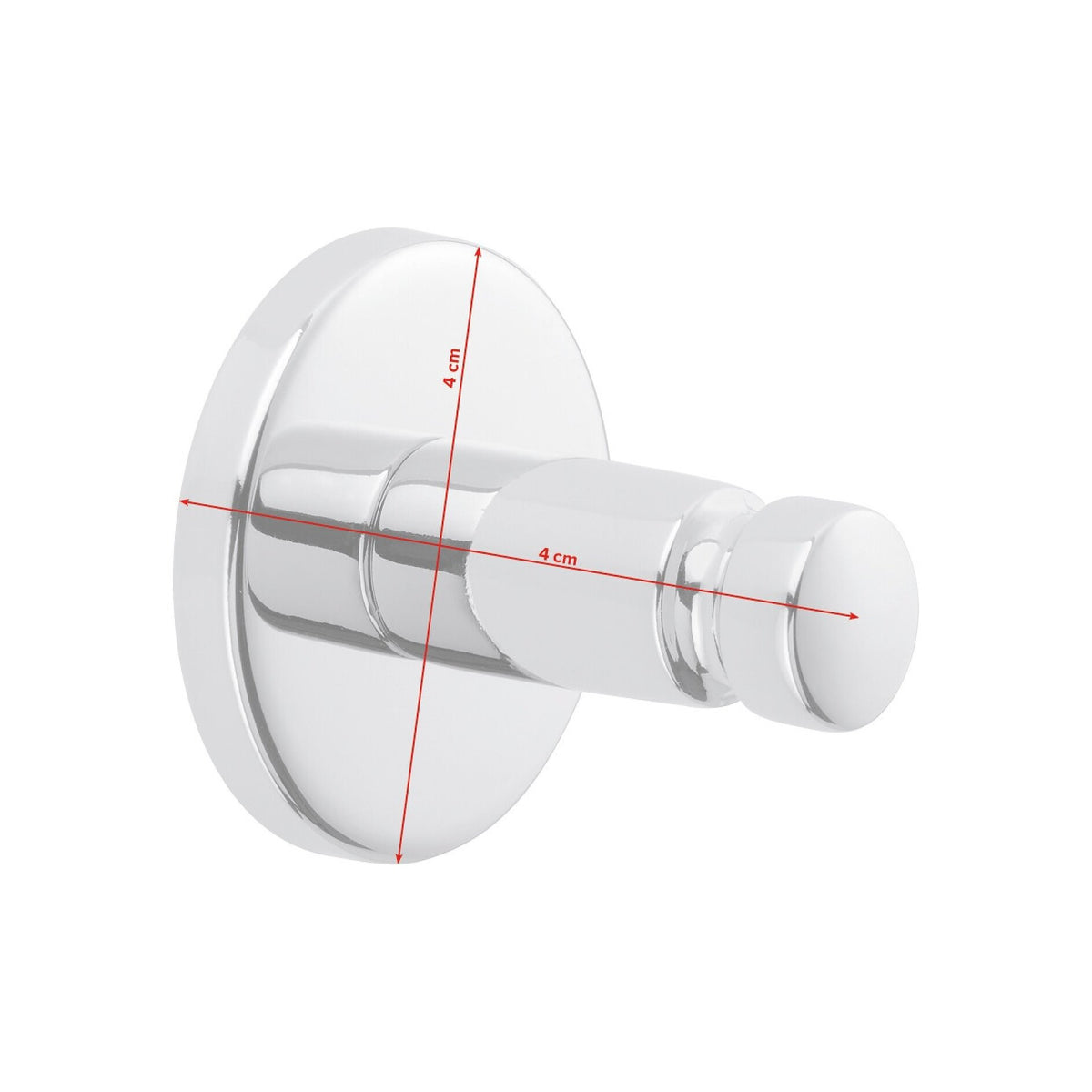 tesa SMOOZ Klebehaken, verchromt, rundes Design – Abmessungen