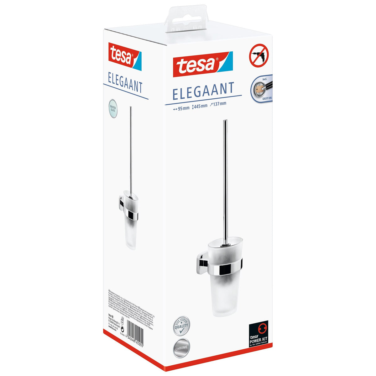 tesa ELEGAANT WC-Garnitur-Set, Metall, verchromt, inkl. Klebelösung
