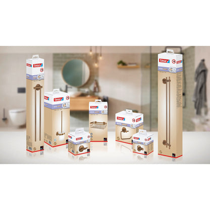 tesa MOON Bronze Handtuchhaken, selbstklebend, Metall PVD-beschichtet – Sortiment