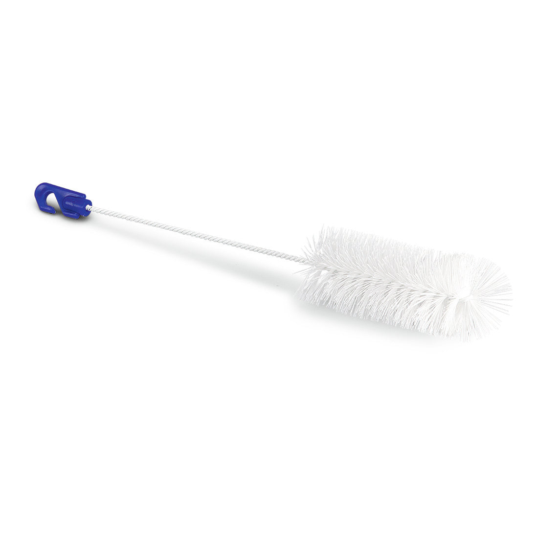 Die Nölle Profi Brush Flaschenbürste (Ø 53 mm, 470 mm lang, reine Borste) von Nölle Profi Brush Bürsten- & Pinseltechnik e.K. hat steife Borsten, einen langen gedrehten Stiel mit blauem Griff und ist auf einem schlichten weißen Hintergrund abgebildet.
