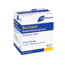 Κομπρέσα με σχισμή γάζας BeeSana®, αποστειρωμένη, 12πλάσια (50 τεμάχια)