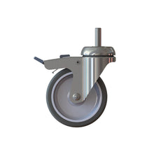 Ο τροχός TASKI Trolley 100mm με φρένο από την Diversey Deutschland GmbH & Co. OHG είναι ένας περιστρεφόμενος τροχός με φρένο, γκρι ελαστικό, μεταλλικό πιρούνι και κεντρική βάση για καροτσάκια TASKI· περιλαμβάνει μεταλλικό μοχλό φρένου. Πωλείται ως μονάδα.