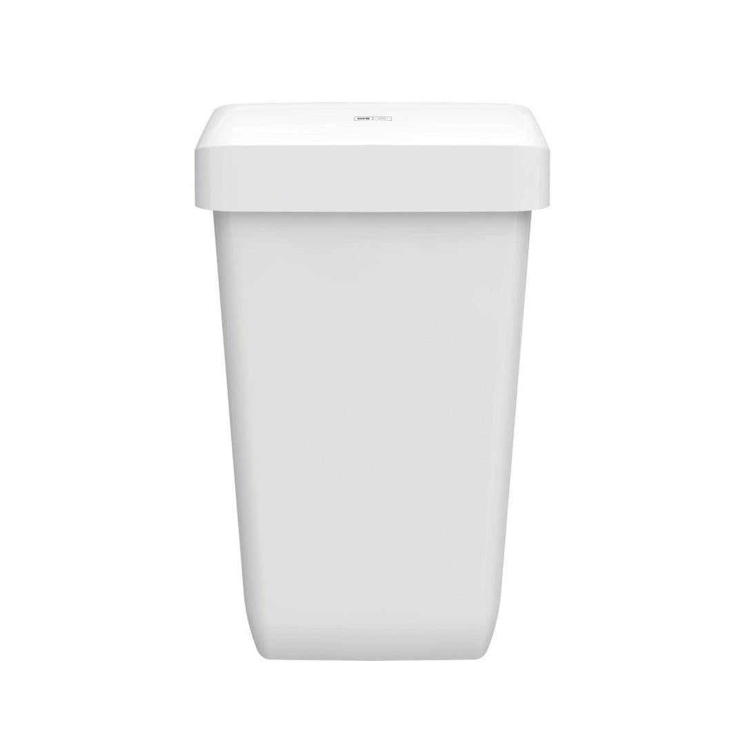 Ο κάδος απορριμμάτων CWS ParadiseLine Paper Bin σε λευκό (23 l) χαρακτηρίζεται από έναν απλό, ορθογώνιο σχεδιασμό με επίπεδο καπάκι, που απεικονίζεται σε λευκό φόντο.
