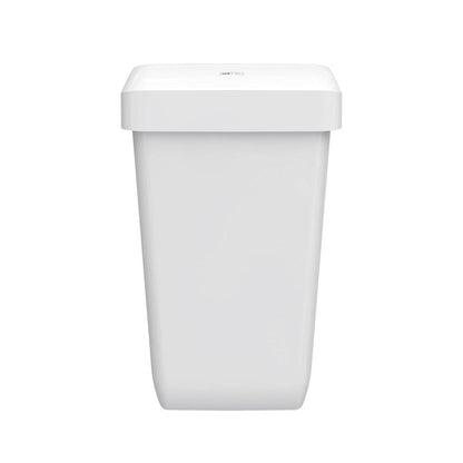 Ο κάδος απορριμμάτων CWS ParadiseLine Paper Bin σε λευκό (23 l) χαρακτηρίζεται από έναν απλό, ορθογώνιο σχεδιασμό με επίπεδο καπάκι, που απεικονίζεται σε λευκό φόντο.