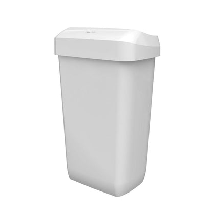 Ο κάδος απορριμμάτων CWS ParadiseLine Paper Bin (Λευκό, 23 l) χαρακτηρίζεται από έναν μοντέρνο, μινιμαλιστικό σχεδιασμό με λείες άκρες και κλειστό καπάκι. Απεικονίζεται ο λευκός, ορθογώνιος πλαστικός κάδος της CWS μπροστά από ένα απλό λευκό φόντο.