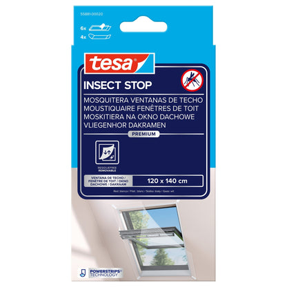 tesa INSECT STOP Fliegengitter für Dachfenster Premium weiß, 120 x 140 cm