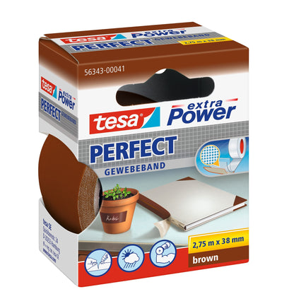 tesa extra Power Perfect Gewebeband braun, 2,75 m x 38 mm