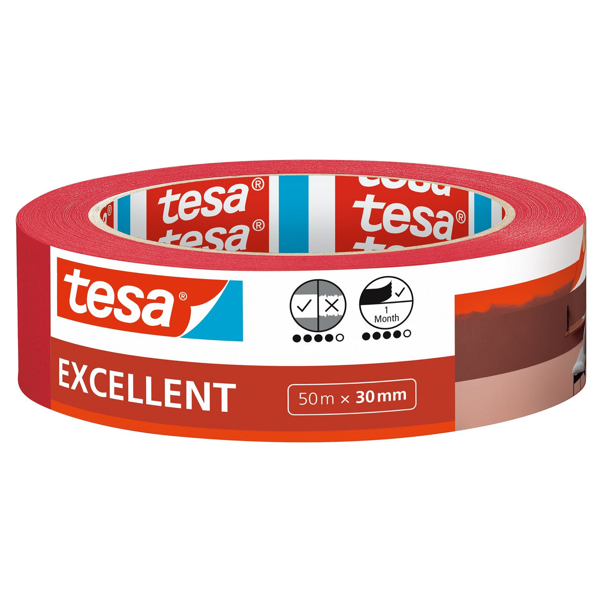 tesa Excellent Malerband, rot 50 m x 30 mm