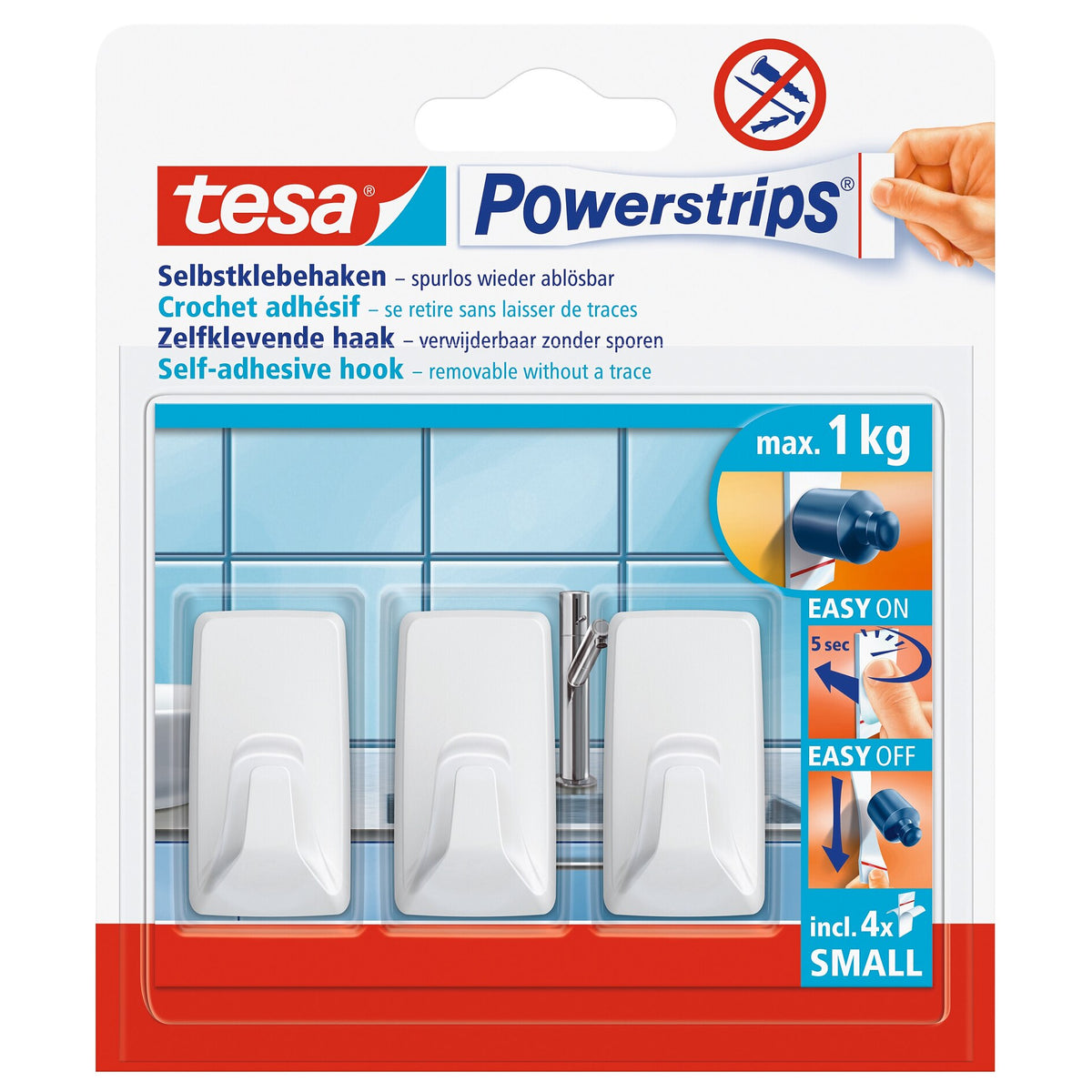 tesa Powerstrips Haken S Eckig weiß